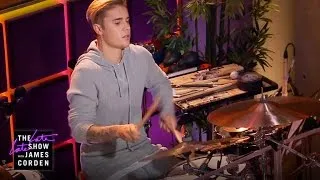 Justin Bieber Is the New Late Late Show Drummer