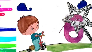 How to color Charlie and The Numbers - from BabyTV, Relaxing Coloring video for you and your kids