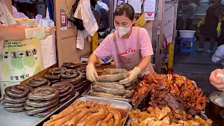 통통한 중국식 순대와 돼지 부속 SUNDAE / Korean street food