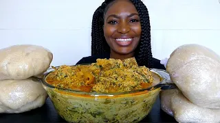 Asmr mukbang egusi soup with fufu/ finish four big wraps of fufu in 10 minutes Challenge