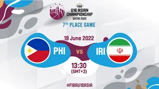 Philippines v Iran | Full Basketball Game | FIBA U16 Asian Championship 2022