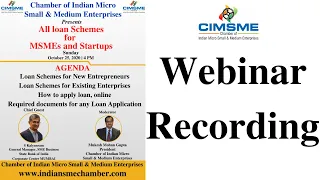 Loan Schemes for MSMEs and Startups :: Webinar Recording with GM, State Bank of India