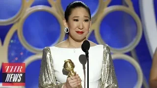 Sandra Oh Makes History With Drama Actress Golden Globe Win | THR News