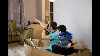 Cardboard boat DIY boredom killer during quarantine/ How we made a fishing boat out of cardboard.