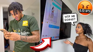 SCREEN MIRRORING MY CHEATING TEXT MESSAGES PRANK ON GIRLFRIEND! *GETS HEATED*