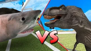 Мегалодон против Тирекса! огромная акула против Динозавра! Beast Battle Simulator! Битва динозавров!