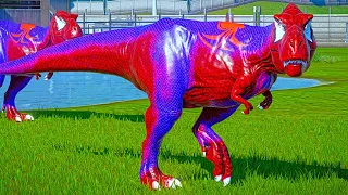 NEW 1 HOUR Spiderman DINOSAURS BATTLEGROUND! - T Rex vs Spinosaurus, Indominus Rex, Indoraptor