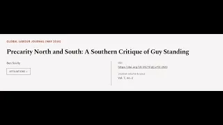 Precarity North and South: A Southern Critique of Guy Standing | RTCL.TV