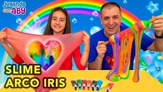 Hacemos ARCO IRIS DE SLIME. Rainbow Slime Challenge | ABY