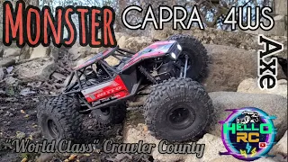 MONSTER Axial capra 4ws axe at "World Class" Crawler County backyard rc crawler course