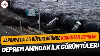 Japonya’da iki büyük depremin ardından korkutan tsunami uyarısı! Denizin çalkalandığı anlar kamerada