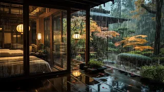(No Mid Ads) Cozy Rain Sound on Garden😴 | Rain sound for sleep, study and relax