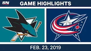 NHL Highlights | Sharks vs. Blue Jackets - Feb 23, 2019