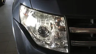 Mitsubishi Pajero 4 замена линз диодные линзы Expression