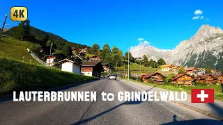 Driving Lauterbrunnen to Grindelwald Switzerland 4K 60p 🇨🇭 Summer Scenic Drive