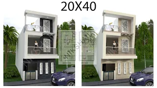 20X40 House plan with 3d front design nikshail
