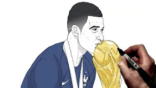 How To Draw Mbappe (World Cup) | Step By Step | Football / Soccer