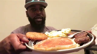 Pancakes/Turkey Sausage/Cheese Eggs/Hashbrowns/Mukbang