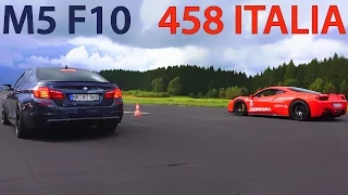 BMW M5 vs FERRARI 458 Italia DRAG RACE Acceleration Sound Rennen 550Plus Club Beschleunigung