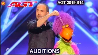 Michael Paul Ventriloquist & Pooping Bird Puppet Willie AWESOME| America's Got Talent 2019 Audition