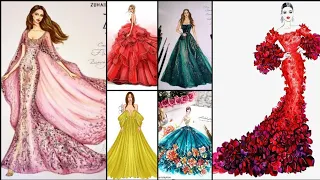 fashion design illustration idea for beginners | fashion drawing | dress design drawing easy #dress