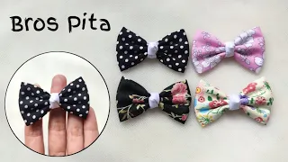 Tutorial Bros Pita | Cara Membuat Bros Pita dari Kain Perca | Bow Brooch