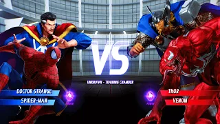 Doctor Strange & Spider Man vs Thor & Red Venom  (Hardest AI ) Marvel vs Capcom:Infinite