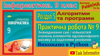 Практична робота № 9. Знаходження сум і кількостей елементів масиву (Python) | 9 клас | Ривкінд