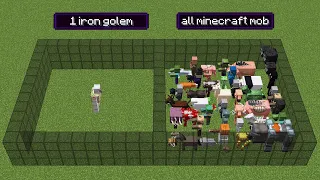 all minecraft mobs vs 1 iron golem (but iron golem has all effects)