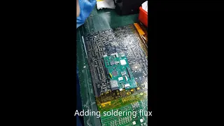 Manual soldering QFN with hot air station.