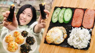 ТРИ ЗАМЕНЫ КОРЕЙСКИМ РОЛЛАМ КИМПАБ - 김밥 | Кулак паб, мини ролл кимпаб и сгибаемый кимпаб