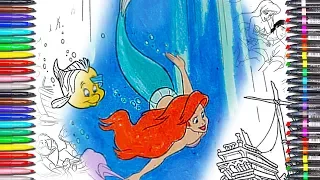 The Little Mermaid Coloring Book★Disney Princess Ariel Coloring Pages free videos games with crayon