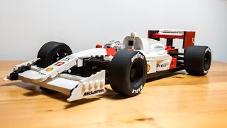 Lego Icons set 10330 - Ayrton Senna McLaren MP4/4 speedbuild and review with 3D printed wheels.