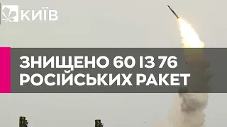 Повітряні сили України збили 60 із 76 ракет, які випустила Росія