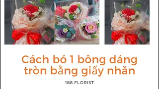 Cách bó hoa 1 bông tròn bằng giấy nhăn