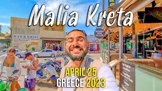 Malia Crete, walking tour in 4k, Kreta, Greece 2023