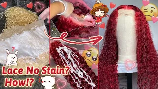 💯How To Water Color Wig Without Staining Lace! From Blonde To Red Color! Ft. #ULAHAIR