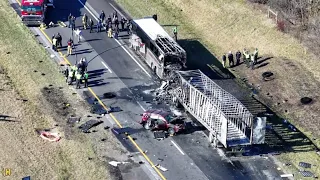 Ohio bus crash: At least 3 killed, 15 hospitalized after semi rear-ends charter bus on I-70