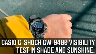 Casio G-Shock GW-9400 visibility test in shade and sunshine.