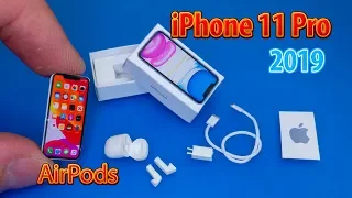 Mini iPhone 11 Pro and AirPods for DollHouse | No Polymer Clay! How to make - Tutorial