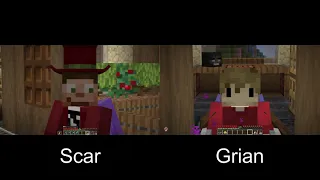 Hermitcraft Grian and Scar AFK Scenes Side by Side Comparison