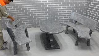 DIY Table Chair Family | How To Make Unique Cement Table Chair From Natural Stone