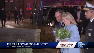 First lady, second gentleman visit memorial to parade attack victims