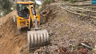 Near Mountain Village-Cutting Mountainside for a New & Wide Road with JCB Backhoe