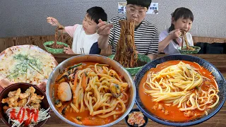 Korean Chinese Food with my Kids Jayu and Rowoon KOREAN MUKBANG