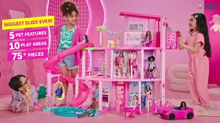 Barbie Dreamhouse - Dom Marzeń Domek dla lalek ze zjeżdżalnią i windą + HMX10 - www.krainazabawy.pl