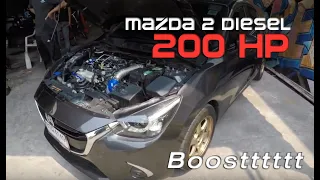 พานั่งรถน้องนนท์ Mazda 2 Diesel เทอร์โบใหญ่ รางหัวฉีดแต่ง