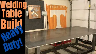 How to Build a Simple Heavy Duty Welding Table on a Budget Adjustable Legs w/ Casters | 4x8x1/2 Top
