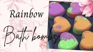 Full tutorial on how to make rainbow bath bombs with blooming  - recipe included