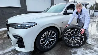 Топовая зимняя резина  BMW X7. Едем к бабушке и дедушке в гости!!!